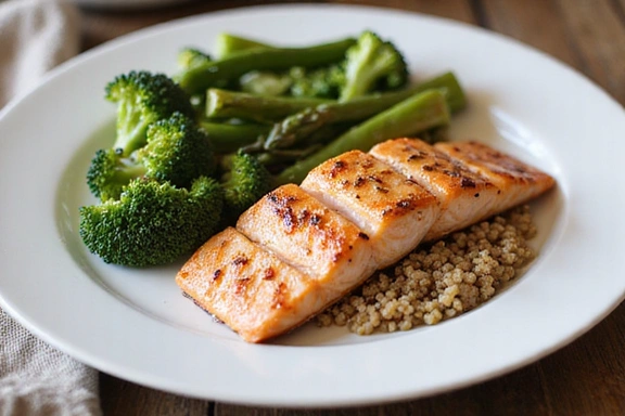 Zbilansowany posiłek na talerzu, symbolizujący zdrowe odżywianie.