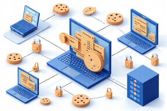 Ilustracja plików cookie i danych cyfrowych