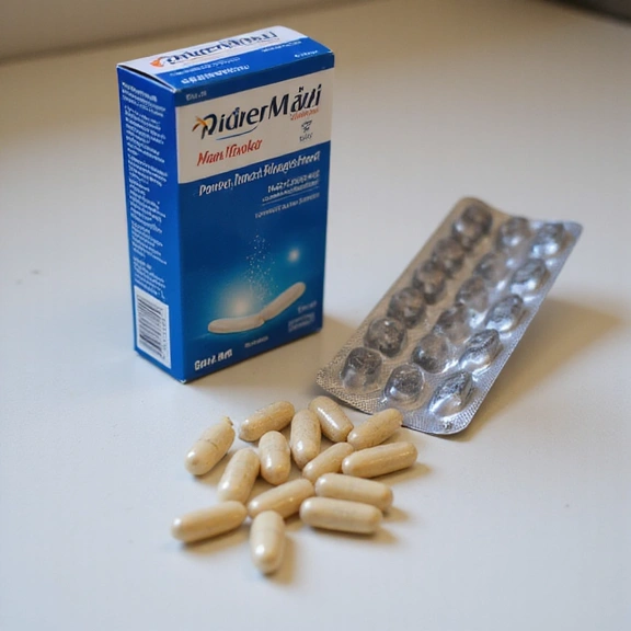 Kilka kapsułek Zdromoskicare PowerMax rozsypanych na stole obok opakowania.